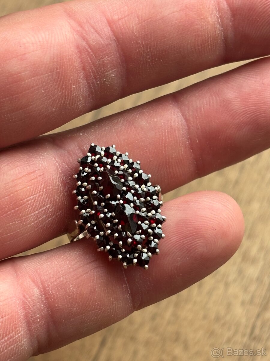 Strieborný prsteň - cesky granat - 3