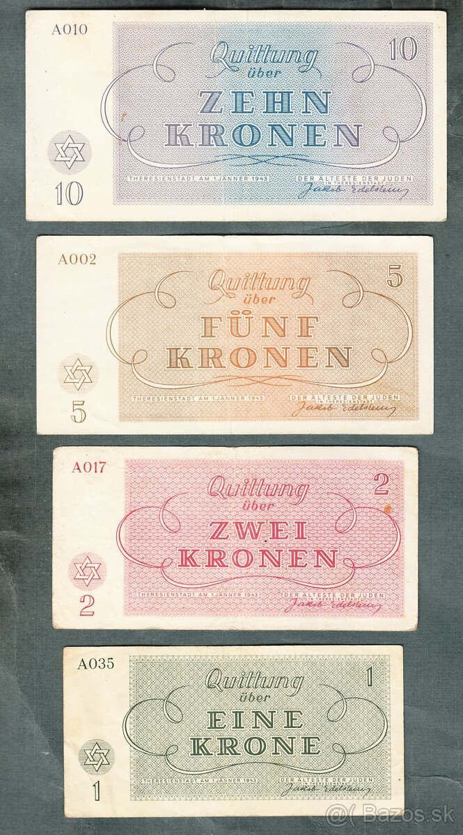 taré bankovky KOMPLET SESTAVA židovského ghetta TEREZÍN - 3
