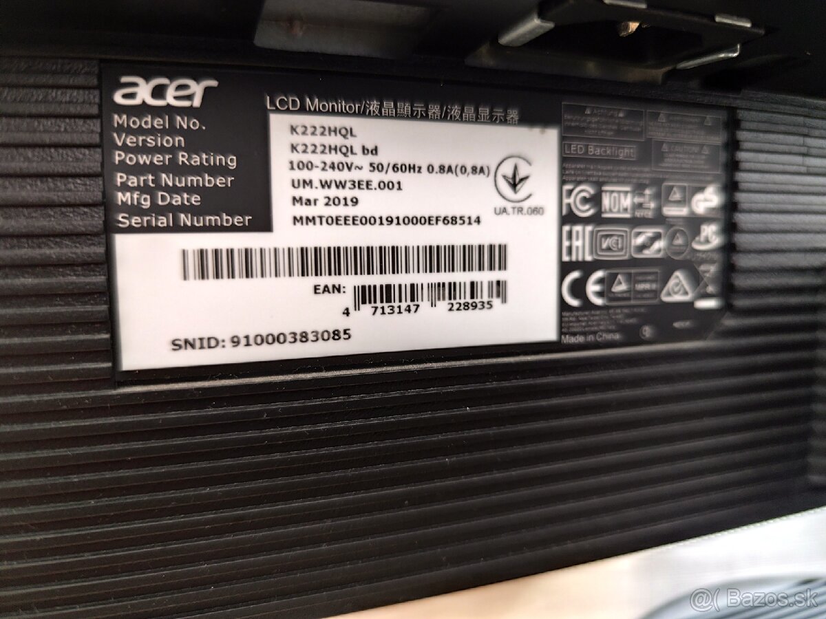 Monitor Acer K222HQL, používaný, bez poškodení - 3