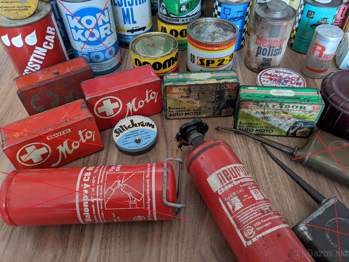 Staré plechovky, hasičáky a doplnky do veteránov - 3