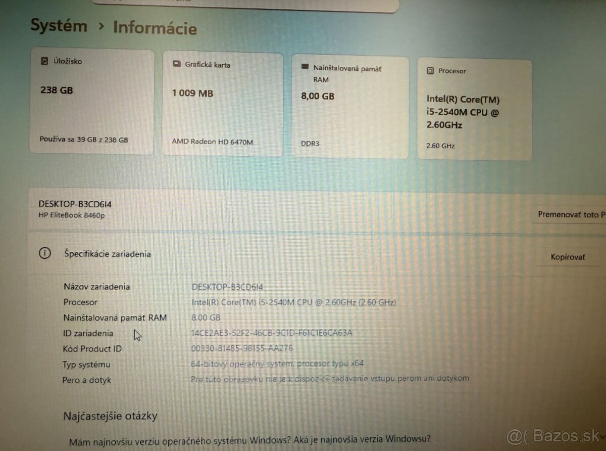 Notebook HP EliteBook 8460p i5-2540M/8GB RAM/256GB SSD - 3