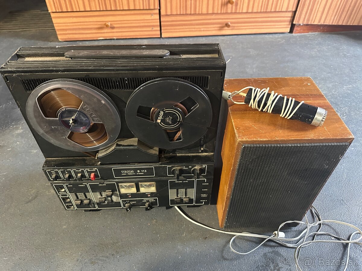 Predám magnetofón Tesla B113 s reprakom a mikrofónom - 3