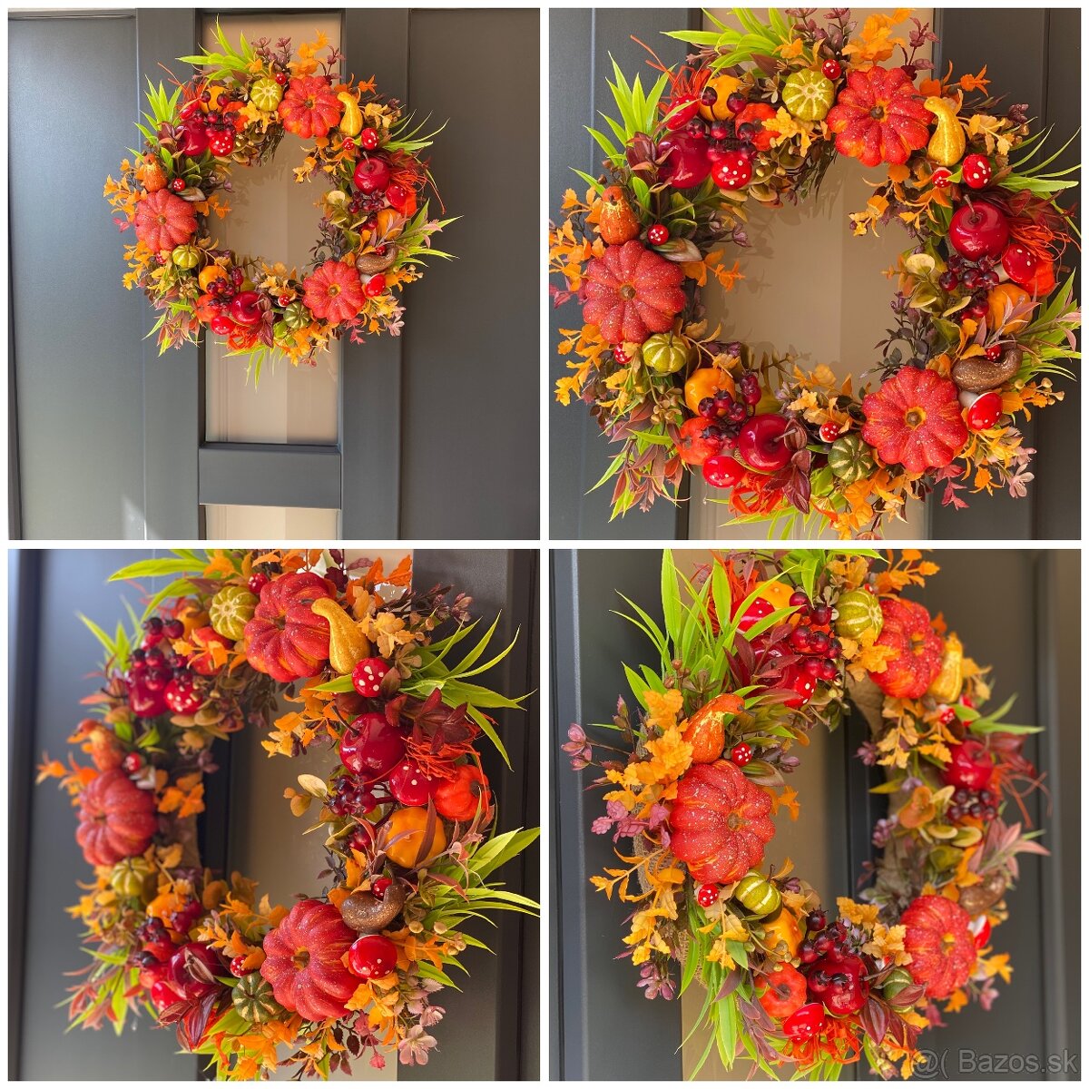 Jesenný veniec dekorácia na dvere 35cm Venček J2 - 3
