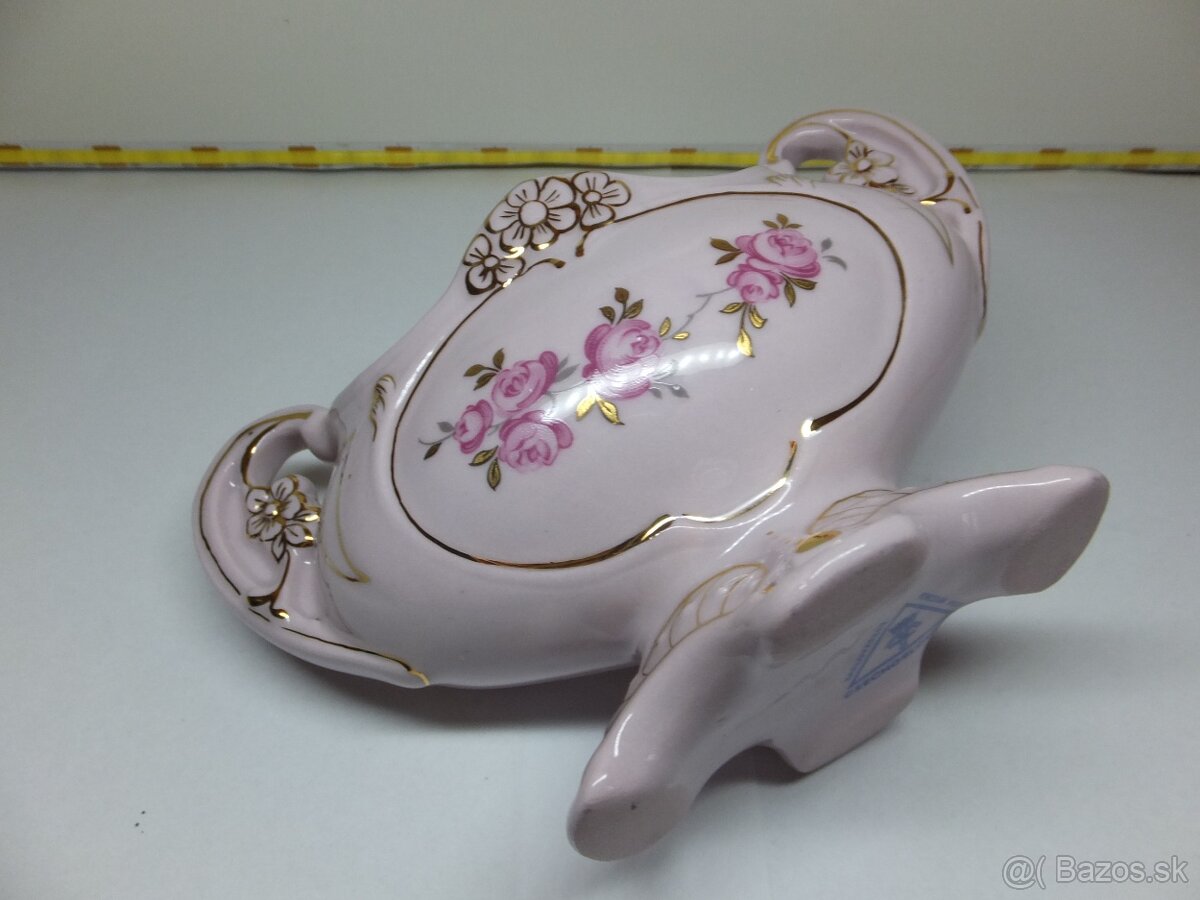 Růžový porcelán, pěkná žardiniéra, značená. - 3