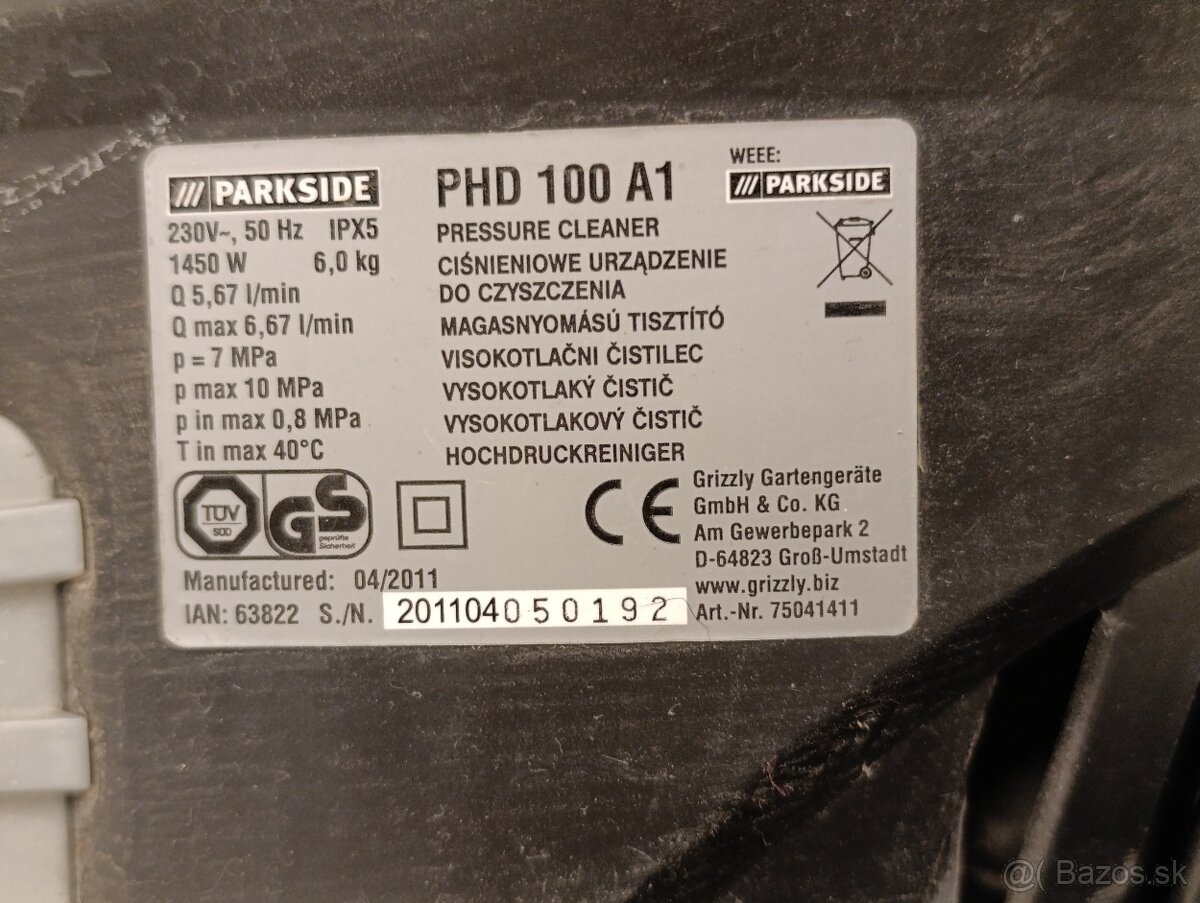 vysokotlakový čistič Parkside PHD 100 - 3