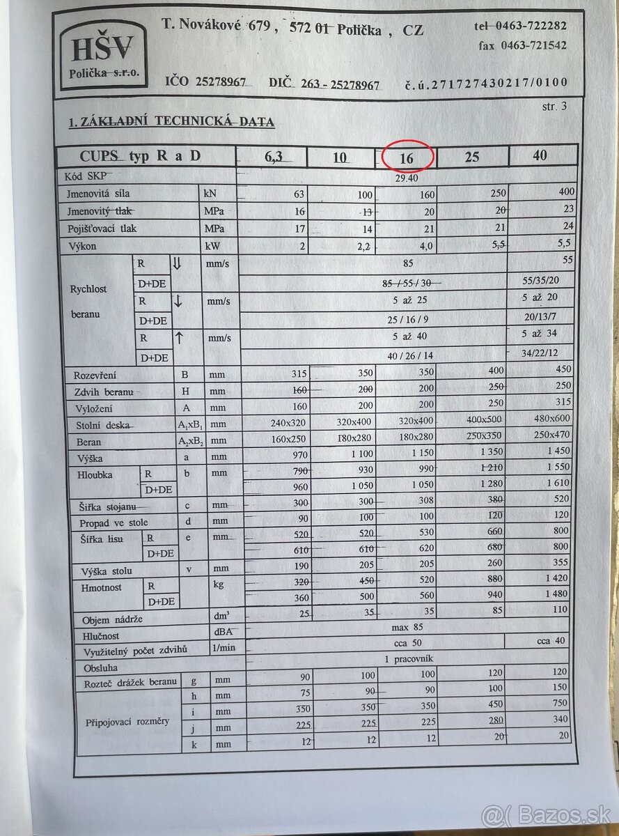 Lis hydraulický CUPS 16 DE - 3