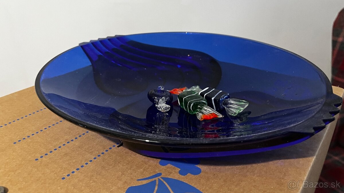 Sklenená misa – ručná práca, modré sklo - 3