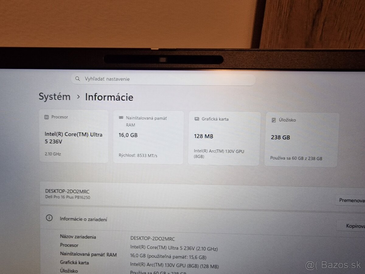 Dell Pro 16 Plus, intel ultra 5 s dotykový LCD - 3