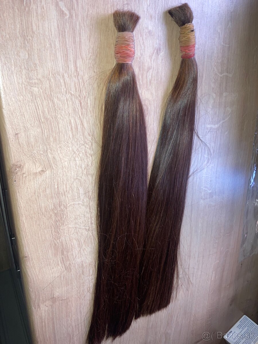 Predám ľudské vlasy na napájanie 53 cm, medena farba - 3