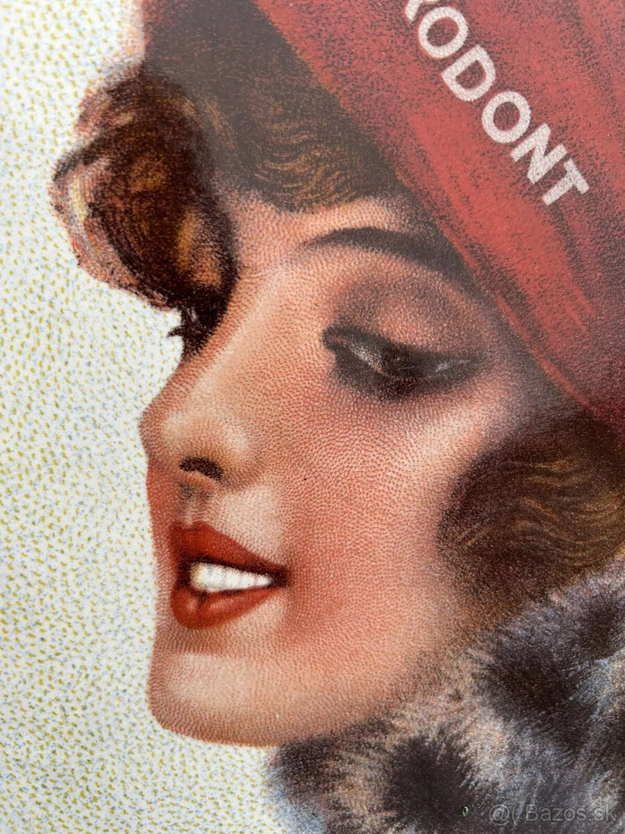 Smaltovaná ceduľa s chlorodontovou ženou, originál okolo rok - 3