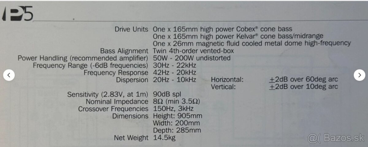 Predám repro B&W P5. - 3