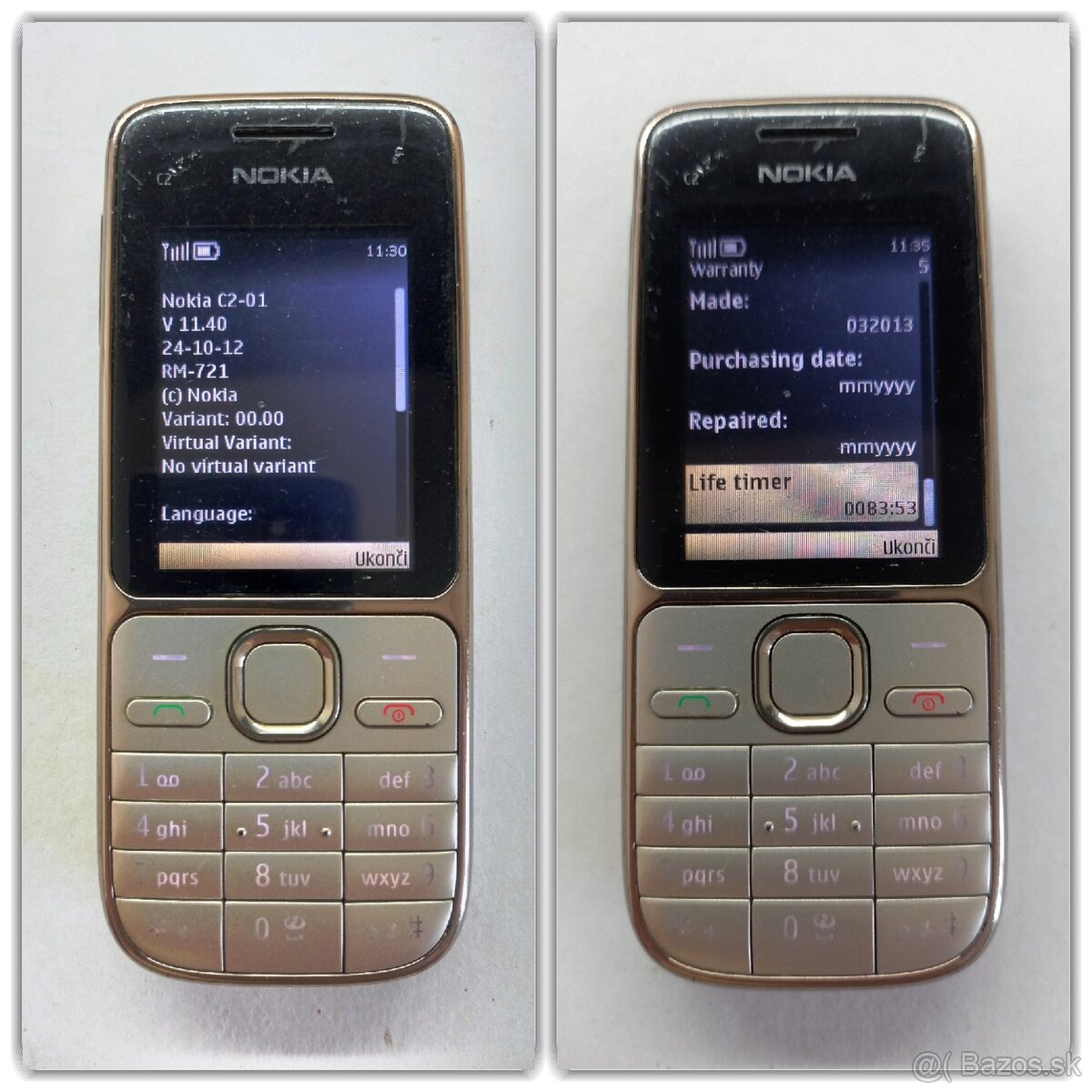 NOKIA C2-01 RM-721 Zlatá-Gold - 3