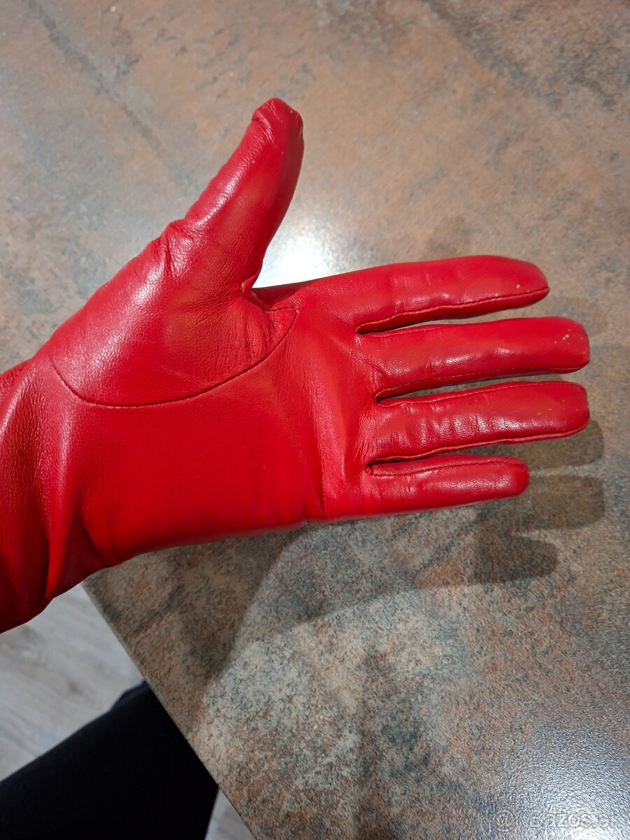 Cervene kozene rukavice - 3
