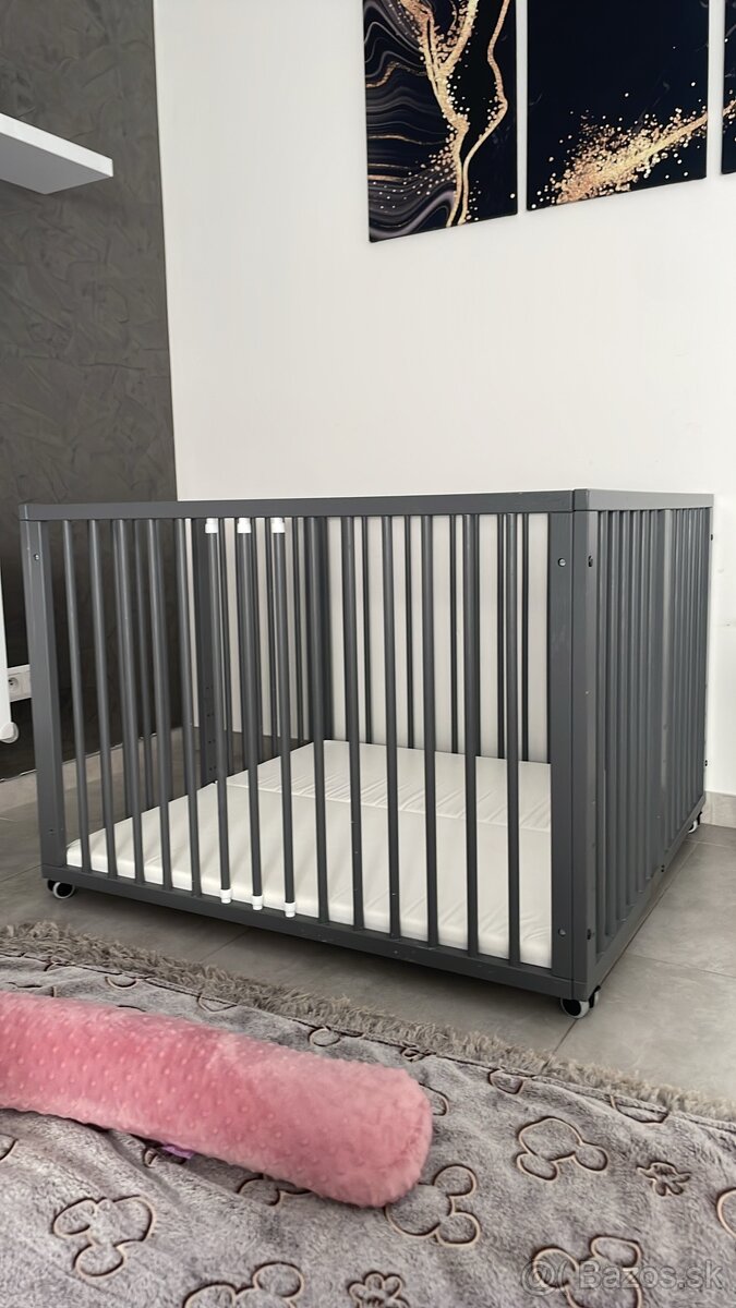 Detská drevená nastaviteľná ohrádka - 3