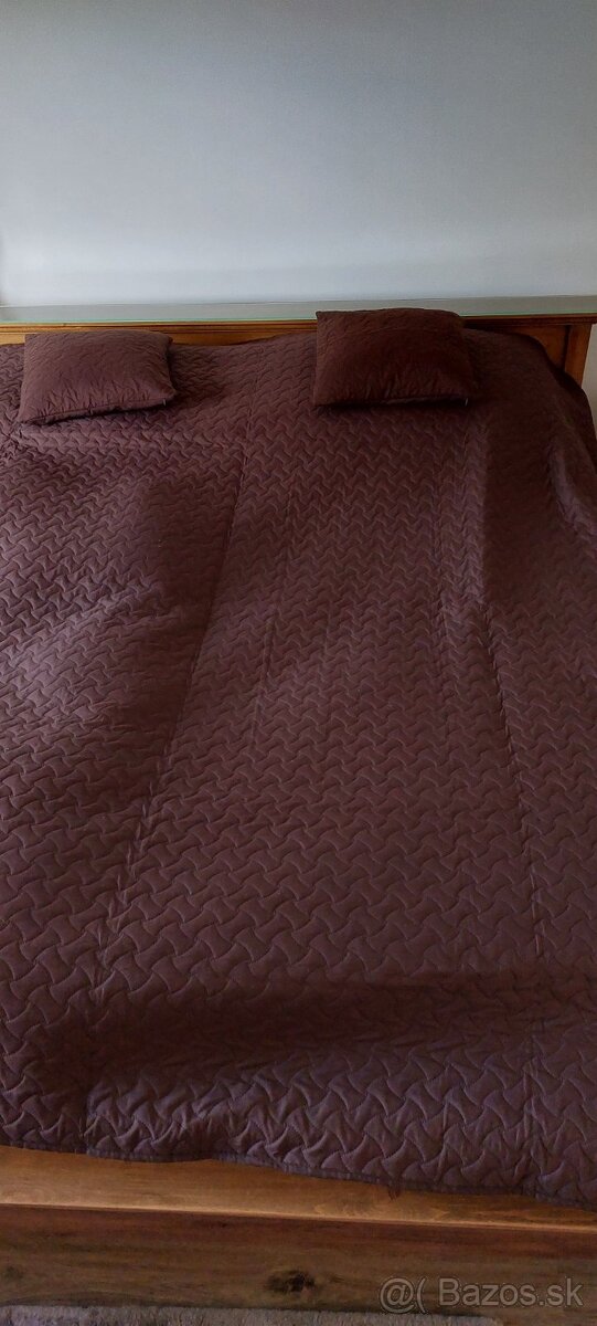Tmavohnedý prehoz na posteľ + 2 obliečky na vankúš - 3