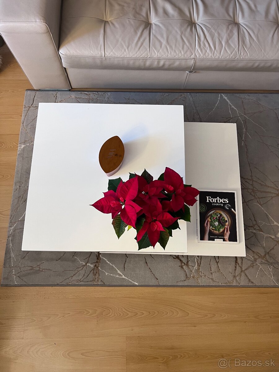 Biely lesklý rozkladací konferenčný stolík - 3