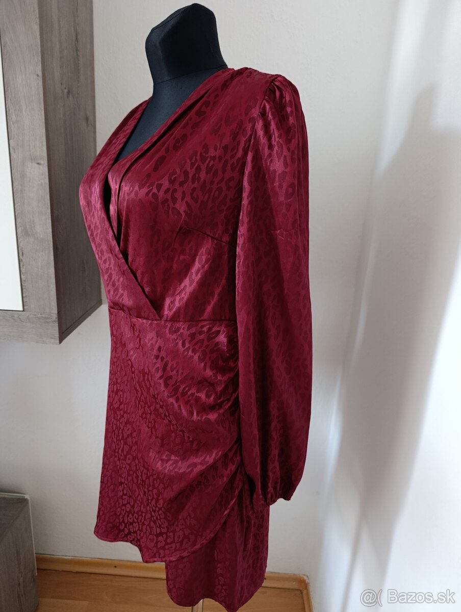 Bordové šaty veľkosť L - 3