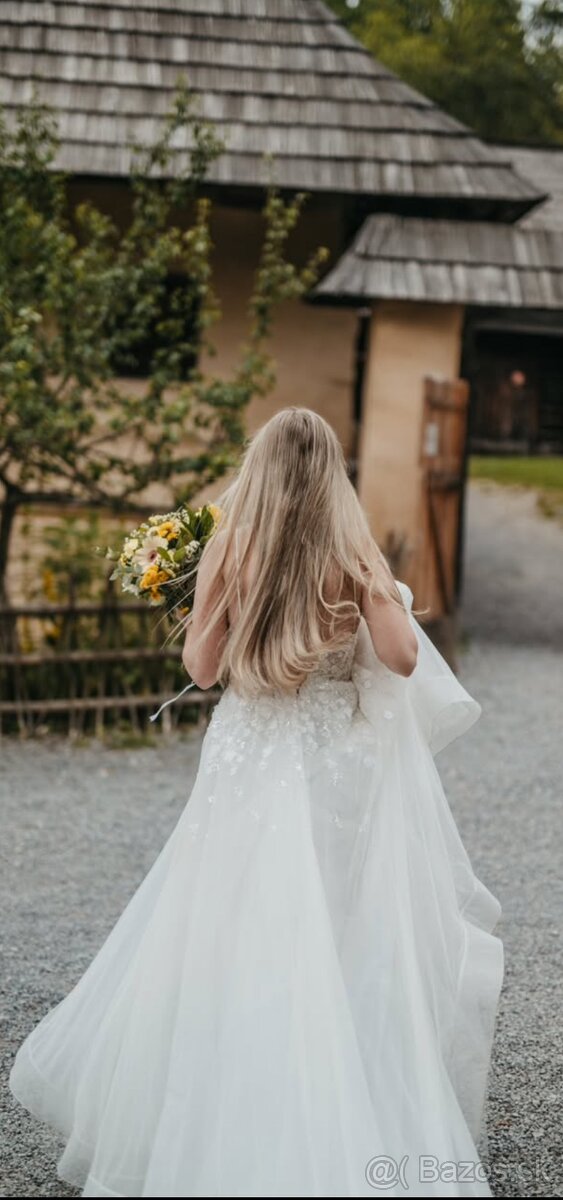 Svadobné šaty so štvorlístkami S-M - 3