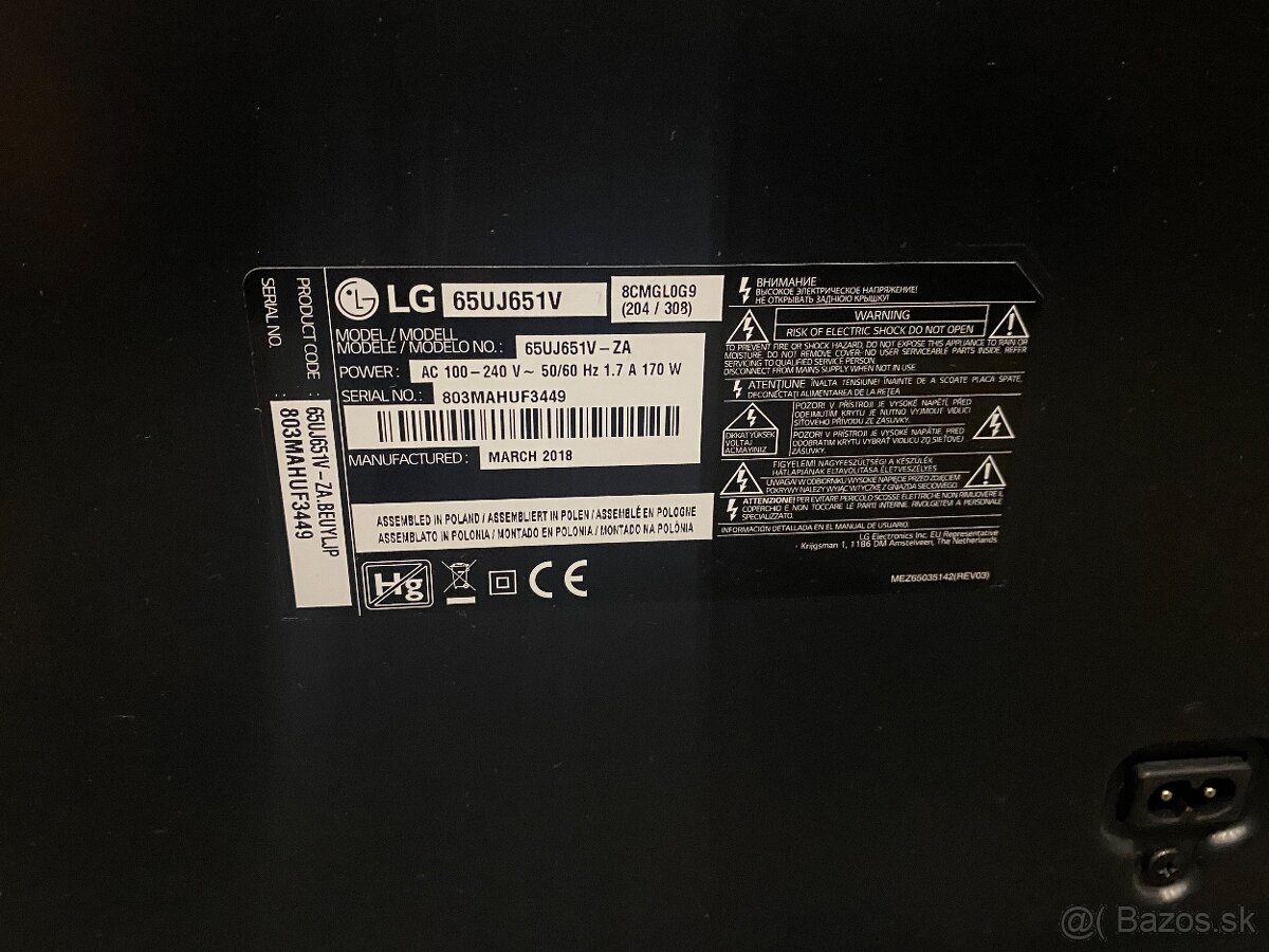 Televízor LG 65UJ651V 65” - 164cm - 3