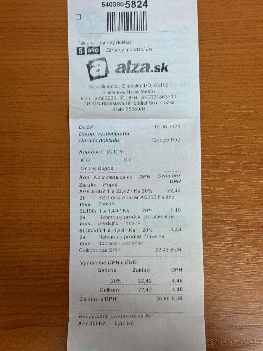 SSD disk Apacer AS350 Panther 256 GB - 3