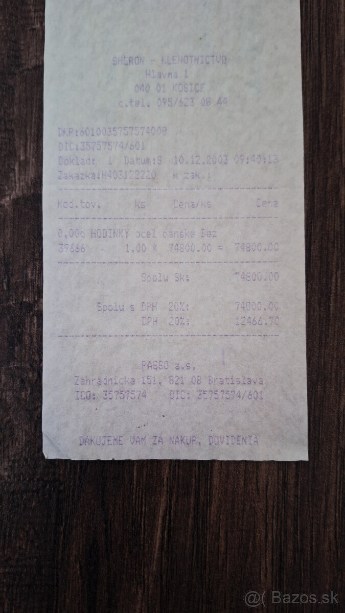 Hodinky OMEGA - doklad o kúpe - 3