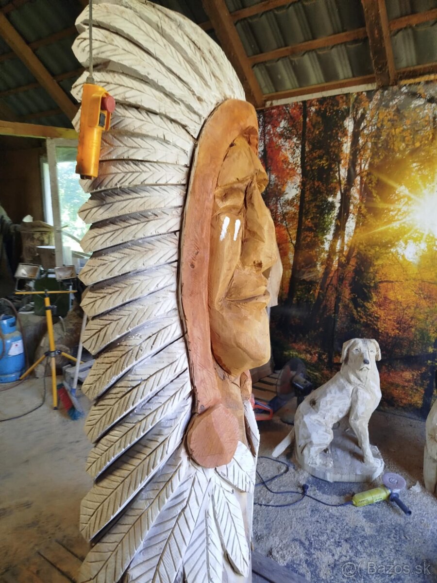 Indián - drevená socha - 3