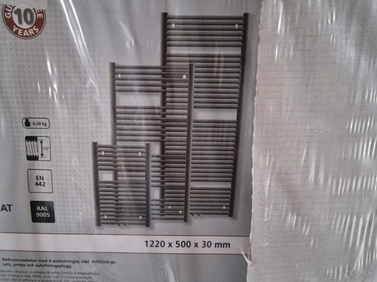 Nový radiátor kúpeľňa čierny 1220 x 500 - 3