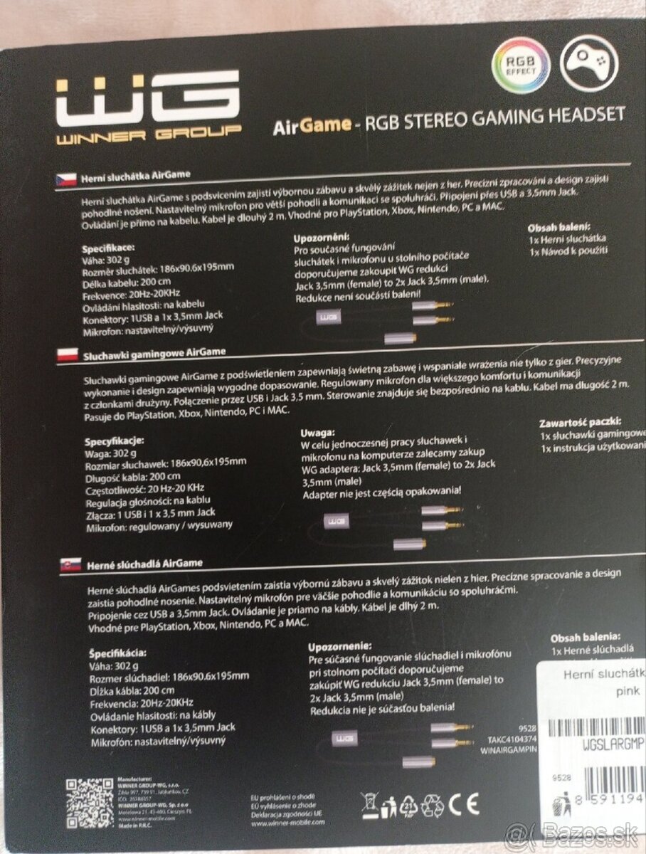 NOVÉ Herné slúchadlá ružové podsvietené - 3