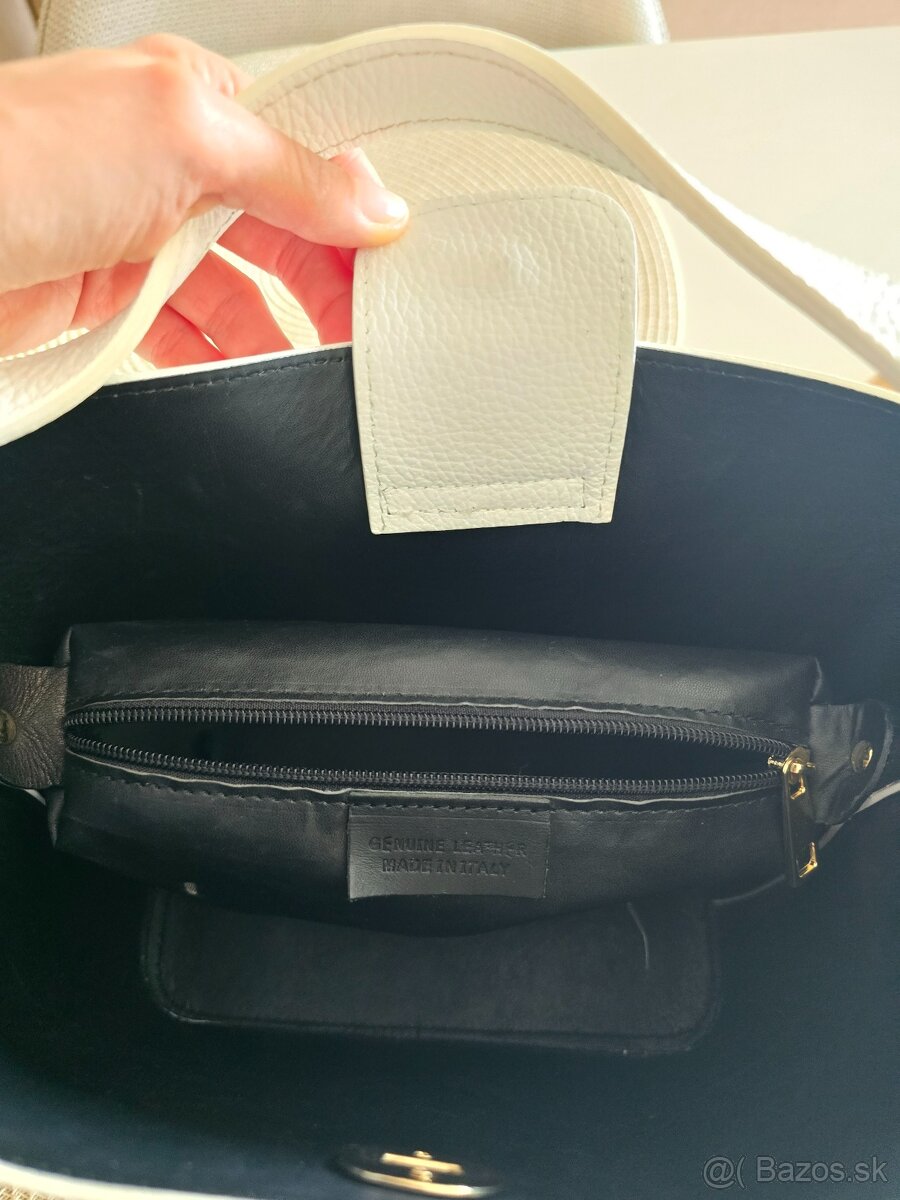 Biela kožená kabelka - 3