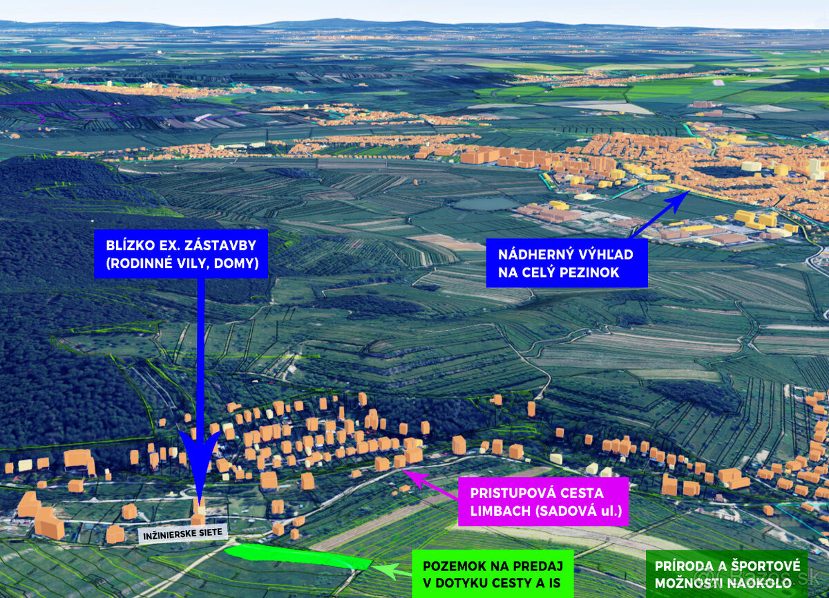 Pozemok LIMBACH, PRI CESTE blízko postavených RD, VÝHĽAD, IS - 3