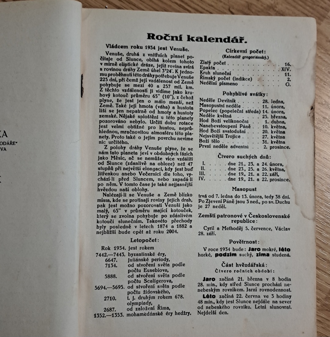 Starožitný milotický kalendár 1934 - 3