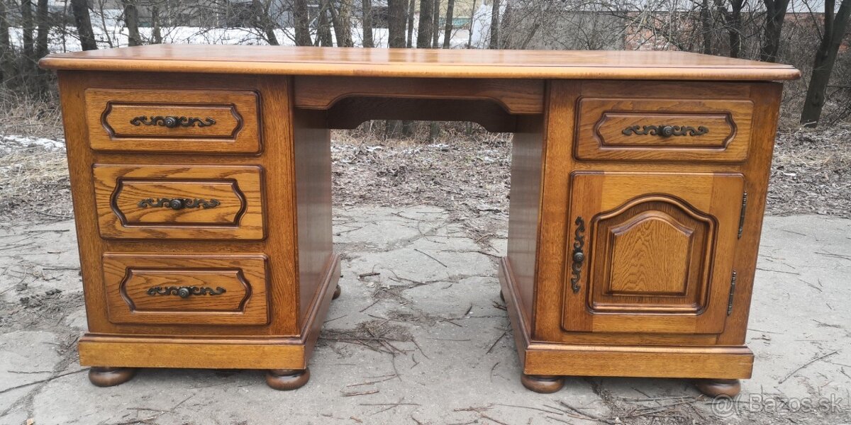 Rustikálny masivný písací stôl - 3