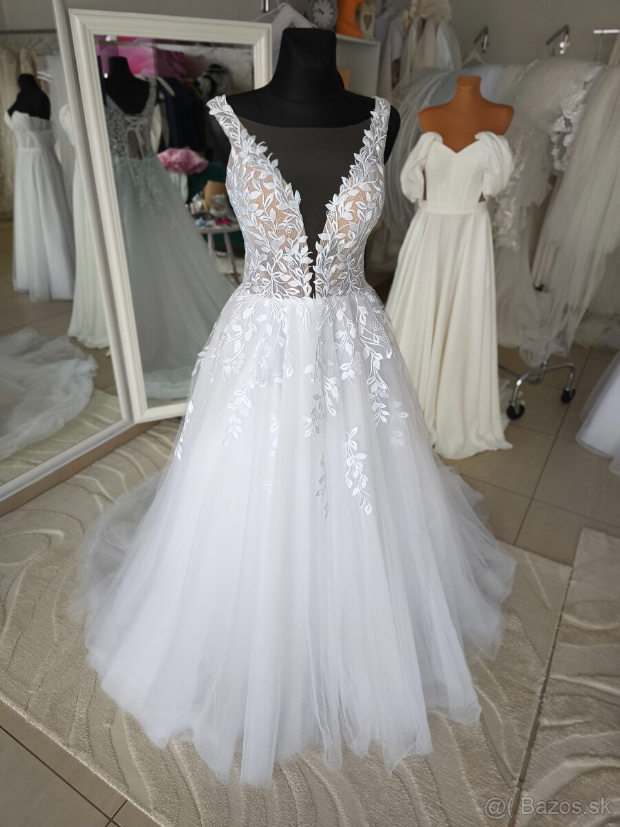 Predám nádherné úplne nové snehové biele svadobné šaty - 3