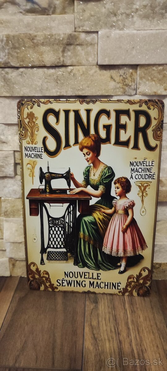 Plechová tabuľa Singer šijací stroj - 3