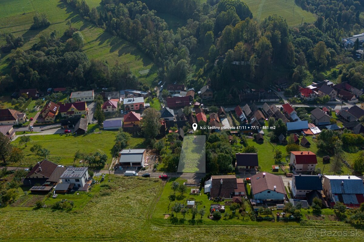 Na predaj stavebný pozemok 881 m² – Leštiny, okres Dolný Kub - 3