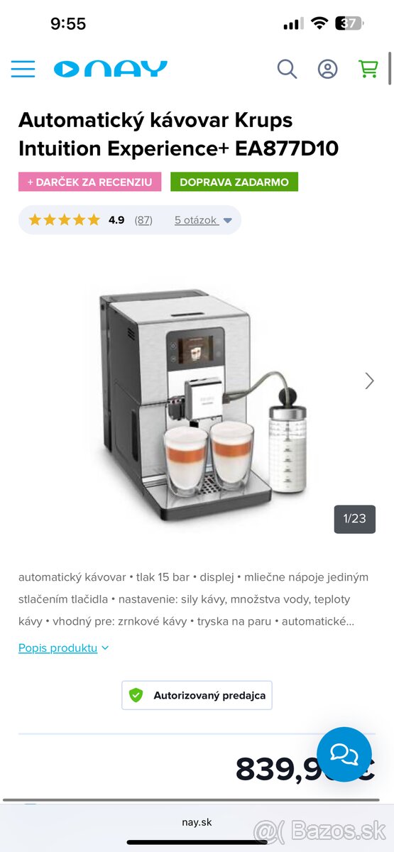 Automatický kávovar Krups Intuition Experience+ - 3