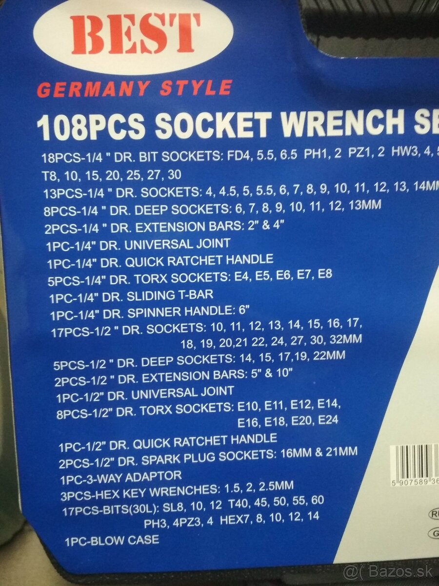 Gola sada 108 dielna z chróm vanádiovej ocele-nová - 3