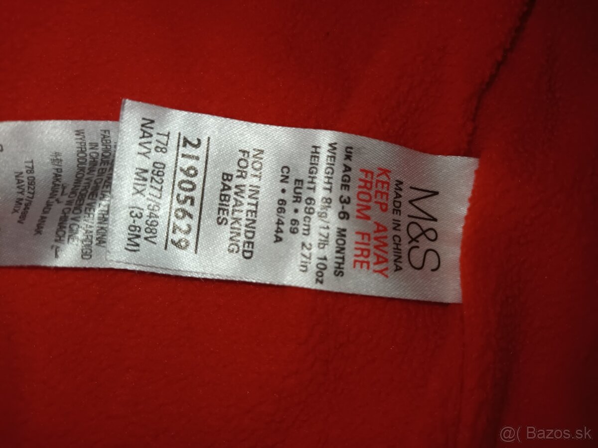 Zimná kombinéza M&S vel. 3-6mesiacov - 3