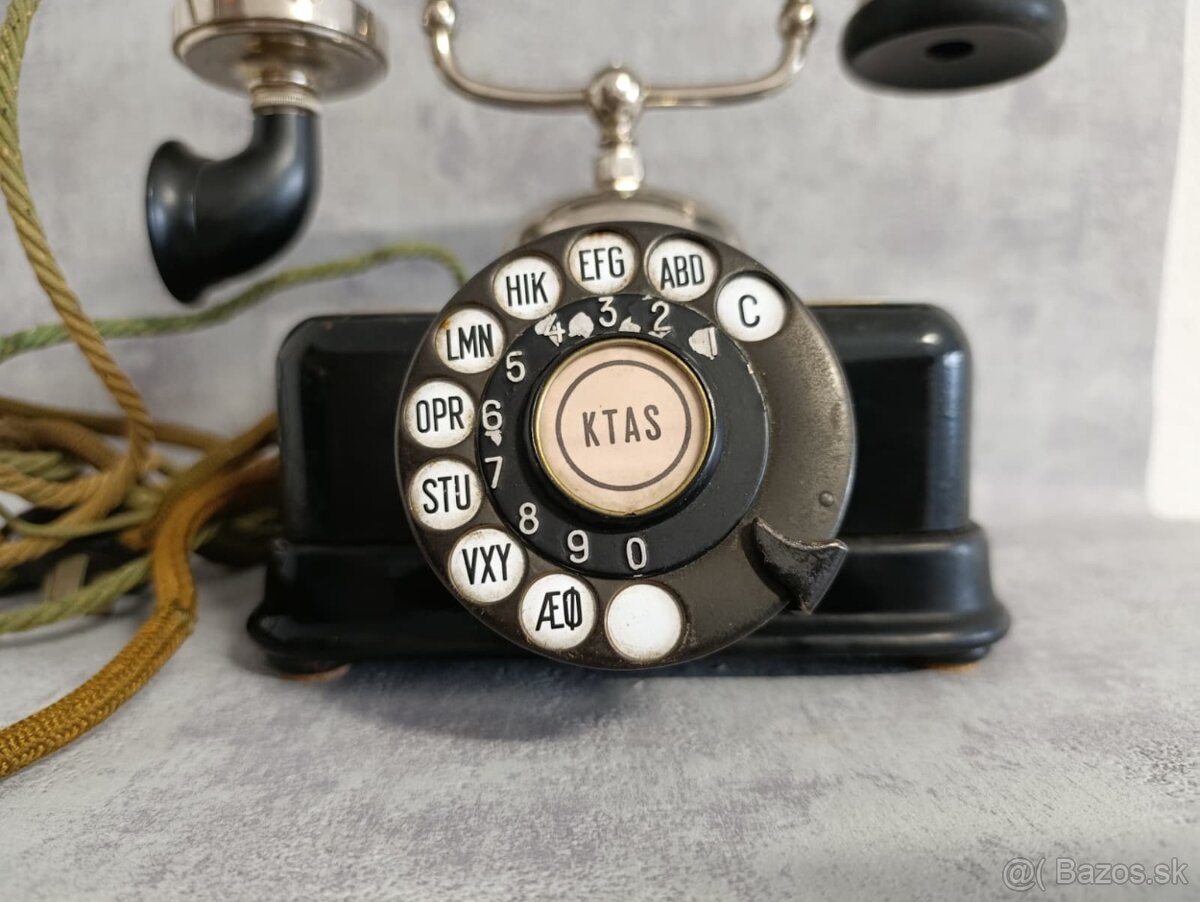 Starožitný dánský kovový telefon KTAS D08 - 3