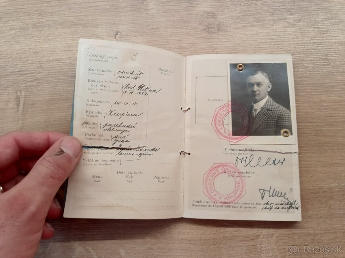 Cestovný pas, Slovenský štát 1940 Krupina - 3