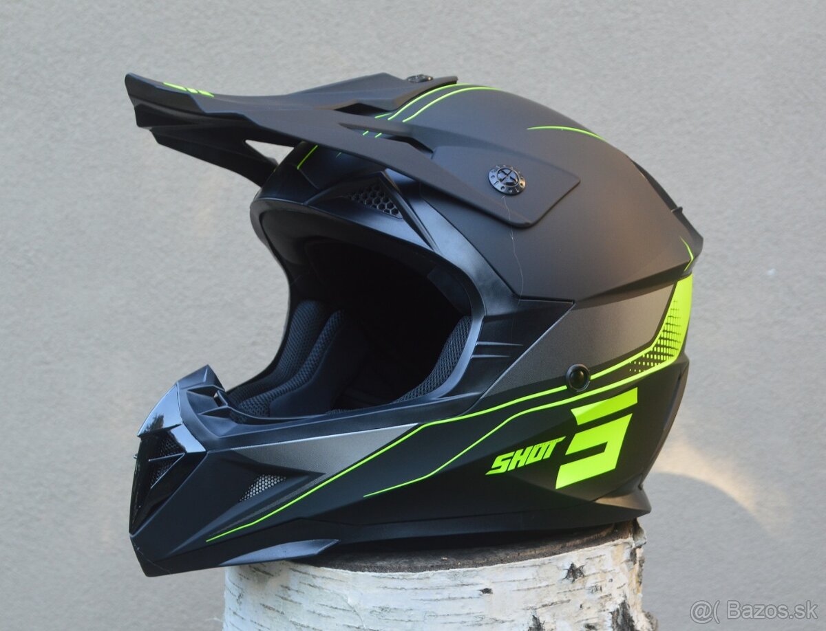 SHOT čierno žltá matná prilba helma zrkadlo. okuliare - 3