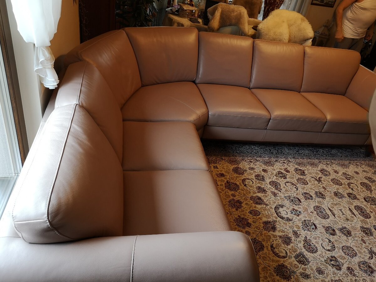 Kožená rohová sedačka NATUZZI EDITIONS – masív, výborný stav - 3