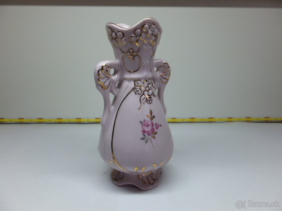 Růžový porcelán, pěkná vázička, značená. - 3