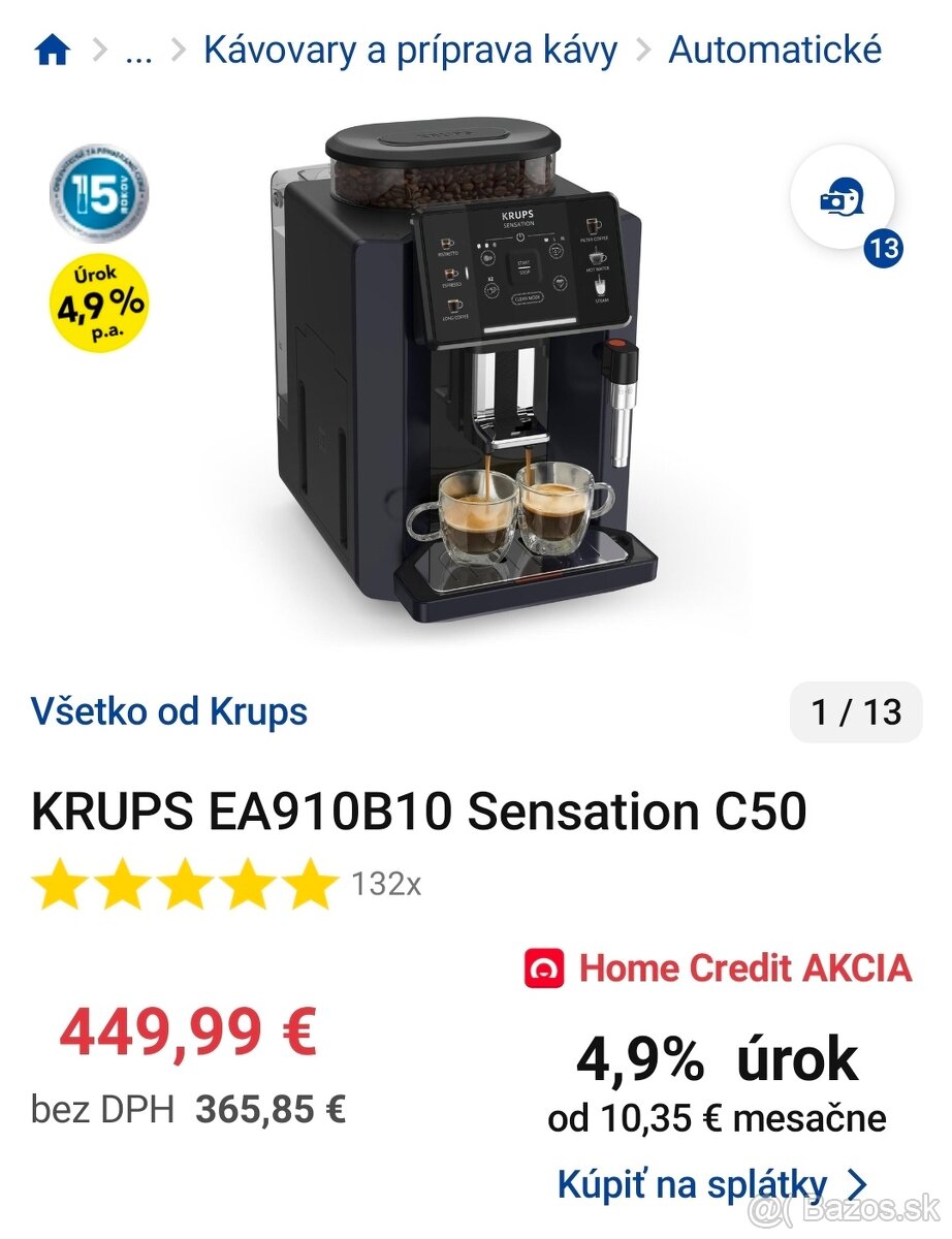Kávovar KRUPS EA910B10 Sensation C50 - 3