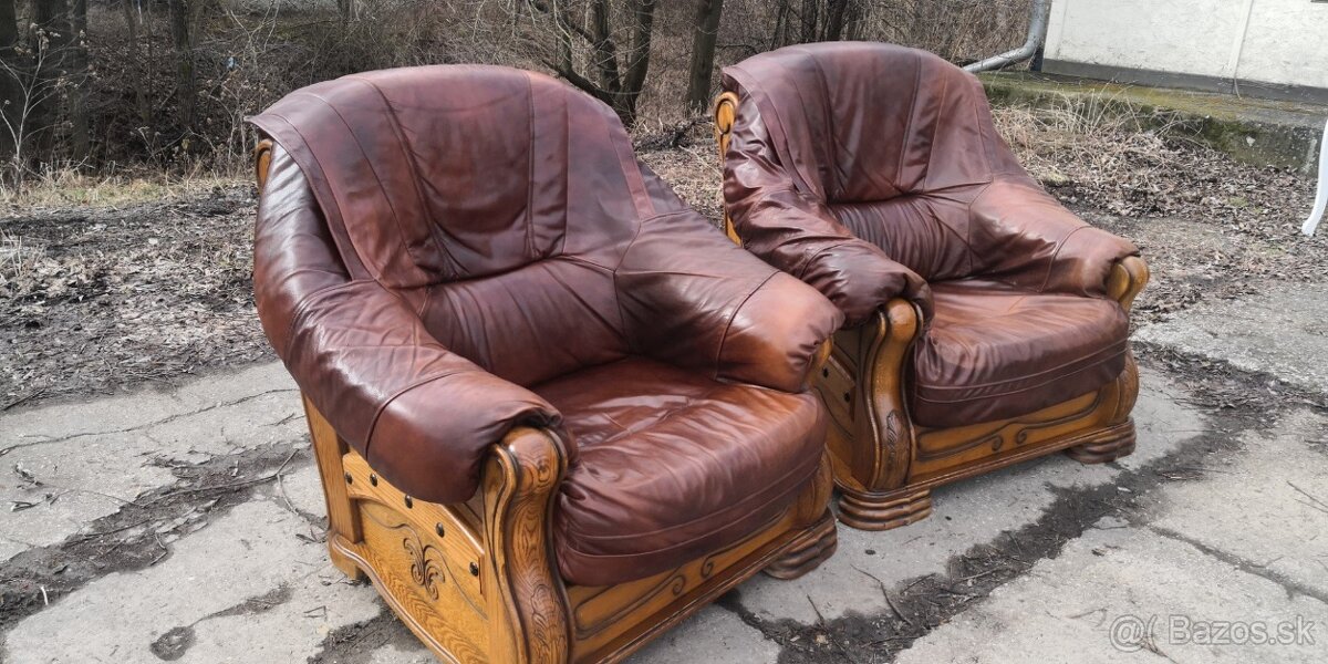 Kožené masivné rustikálne kreslá - 3
