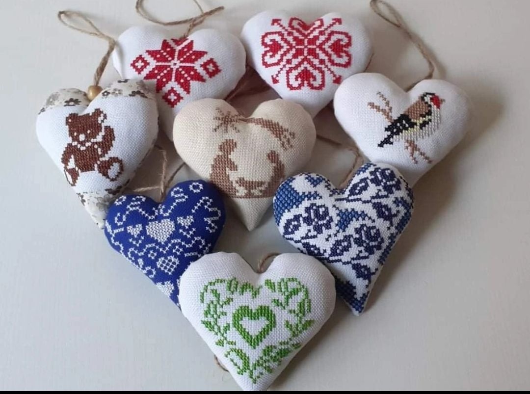 Vianočné srdiečka – ručná výroba z bavlny - 3
