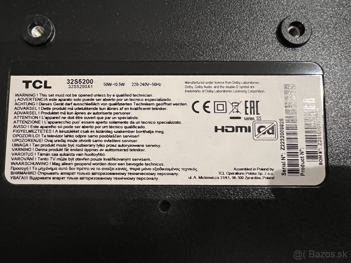 Smart TV 32" TCL 32S5200 (s androidom) poškodený - 3