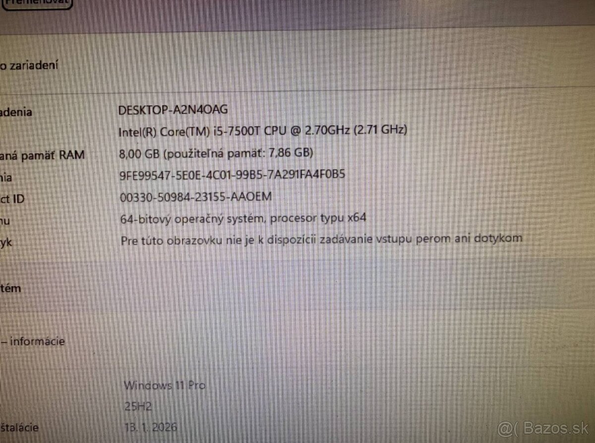 Kancelársky mini PC HP ProDesk i5-7500T / 8GB / SSD + HDD - 3