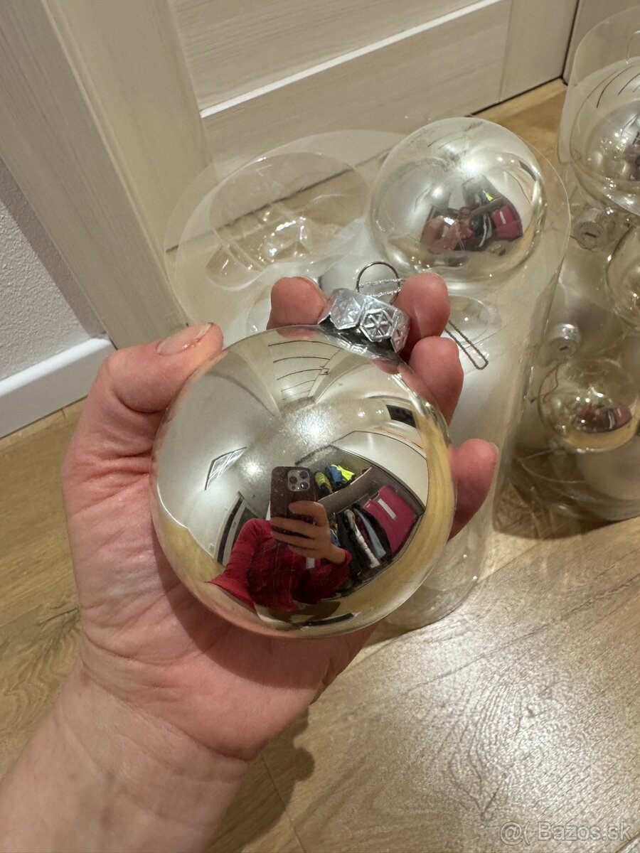 Sklenene vianocne gule 29ks, strieborné priemer 9cm - 3