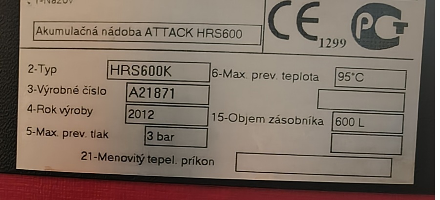 Akumulačná nádrž HRS 600K - 3